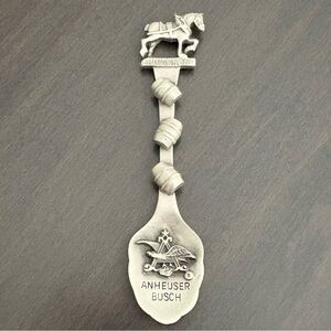 Vintage Anheuser Busch Collector’s Spoon With Clydesdale Horse & Barrels Pewter